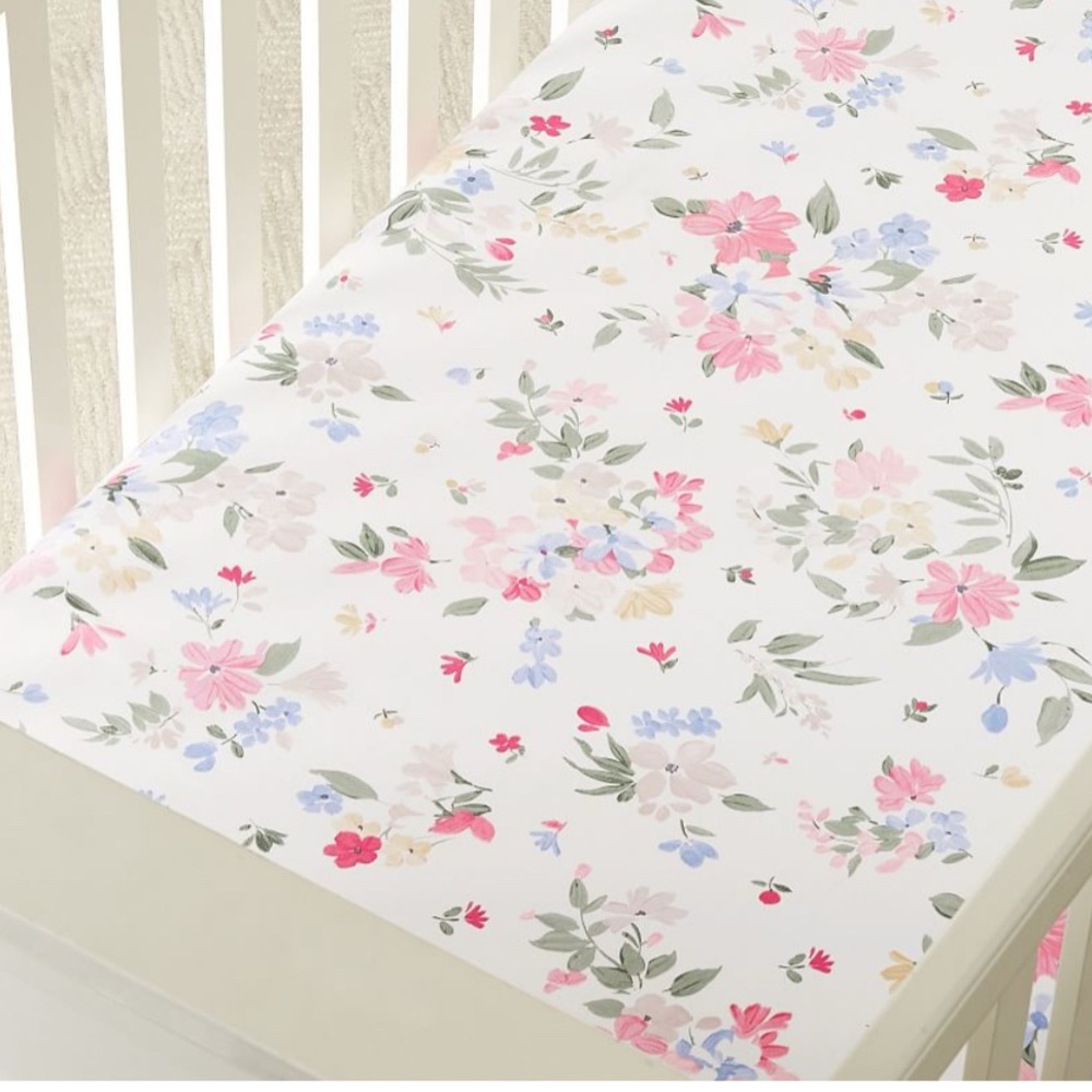 Pottery Barn Kids Laney Floral Organic Crib Fitted Sheet